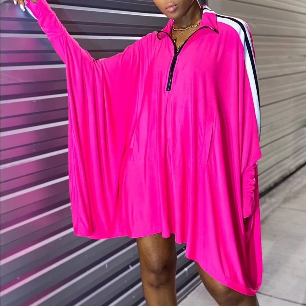 Long sleeve half zip oversized dress